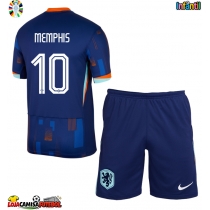 Camisa de Futebol Holanda Memphis Depay #10 Equipamento Secundário Infantil Europeu 2024 Manga Curta (+ Calças curtas)